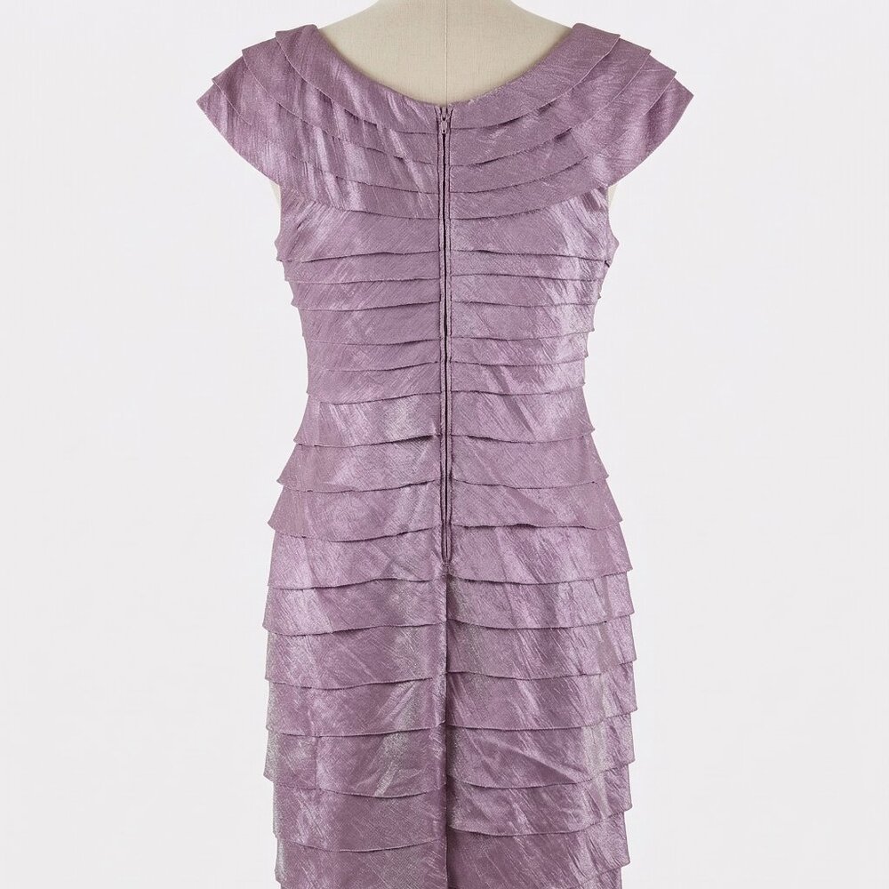 London Times Tiered Purple Sequin Cocktail Dress 14 - Picture 2 of 5